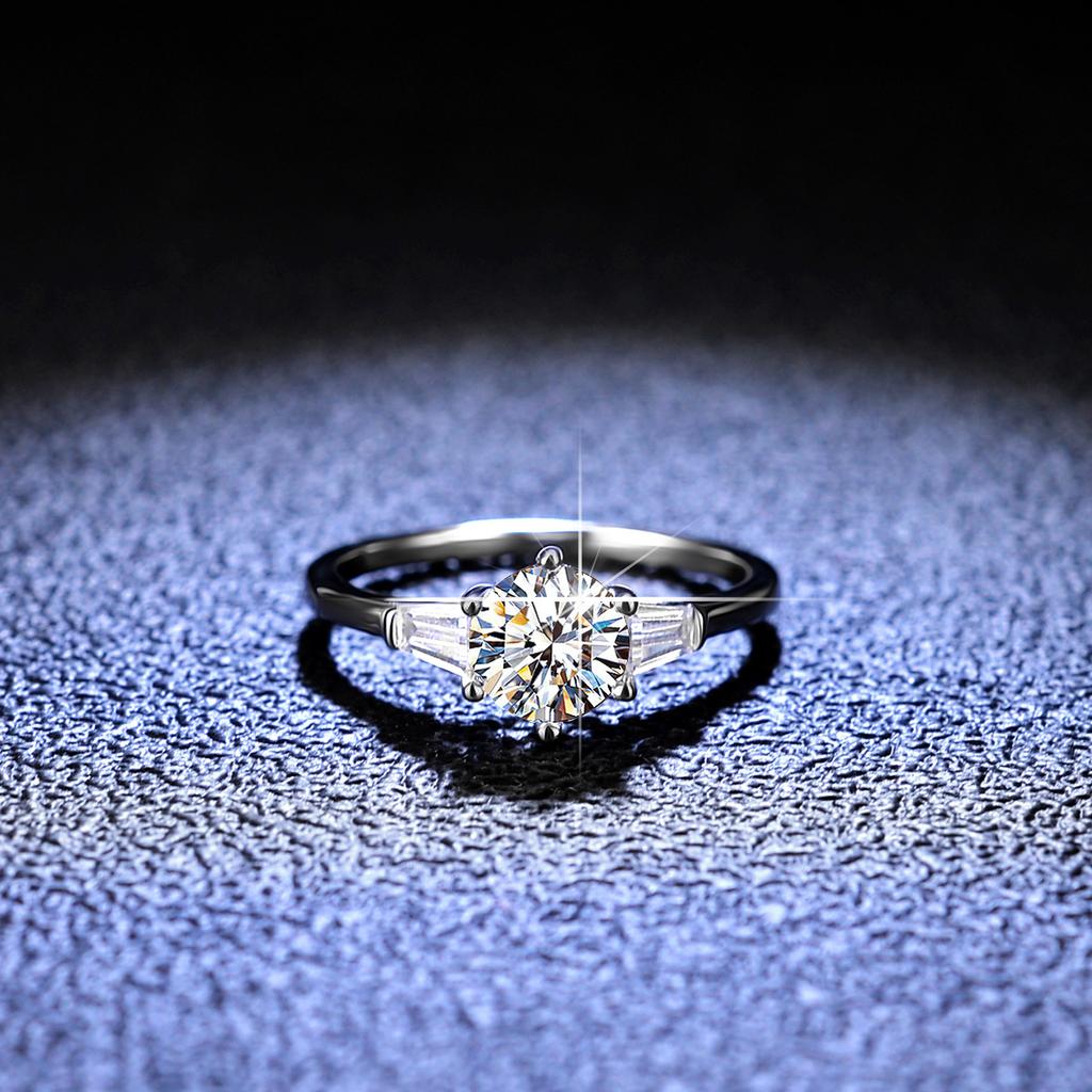 Кольцо с муассанитом цвета D, женское кольцо из стерлингового серебра 1 карат, обручальное кольцо с бриллиантом, подарок для подруги, изысканное ювелирное изделие, подарок