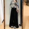 Retro Lazy Wind Wide-leg Pants Women's New High-waisted Casual Trousers Split-ended Double-breasted Straight-leg Pants