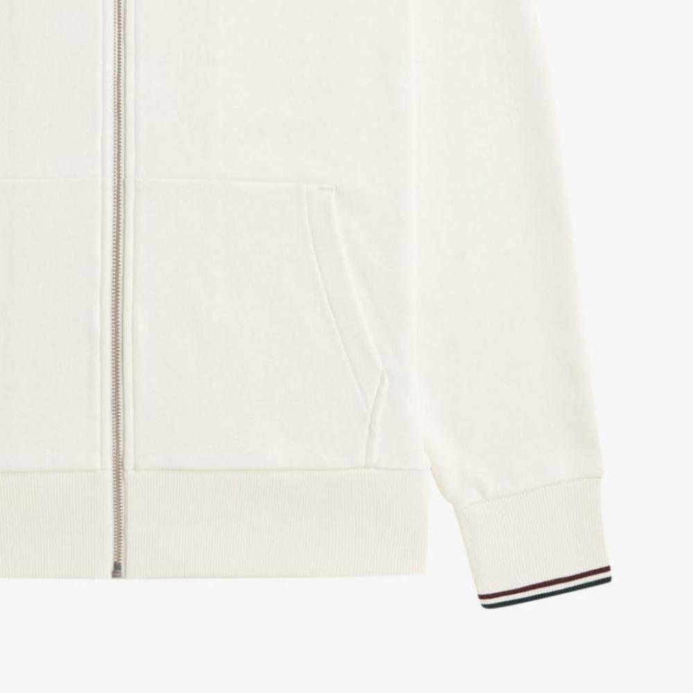 Fred Perry [Sport] Zip-Through Hooded Sweatshirt - Ecru/Oxblood/Grassroots Afpm2617536-84A
