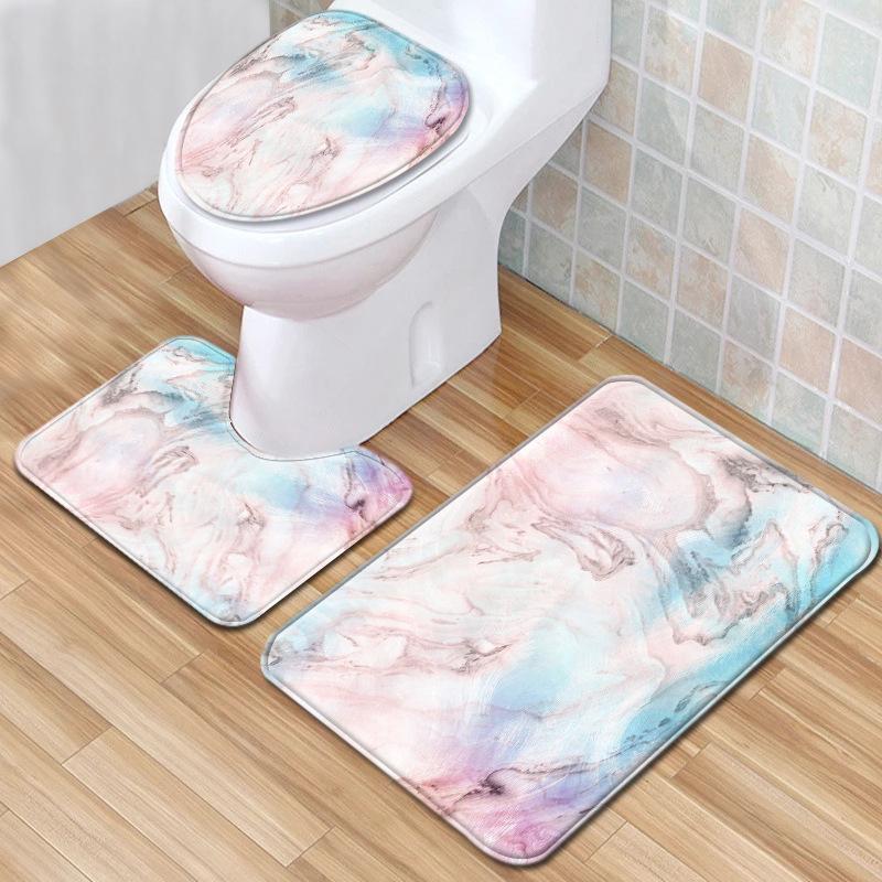 Gradual Change Pattern Toilet Floor Mat Three-Piece Bathroom Three-Piece Carpet Door Mat