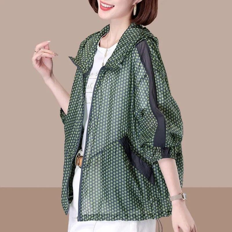 Летняя женская солнцезащитная одежда, солнцезащитная одежда, свободная одежда, мода больших размеров, универсальная модная солнцезащитная рубашка