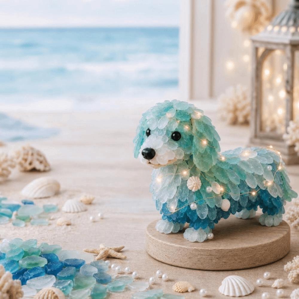Tabletop Display DIY 3D Sea Glass Art Kit with LED Lights Holiday Tabletop Decor Crafts Home Decor