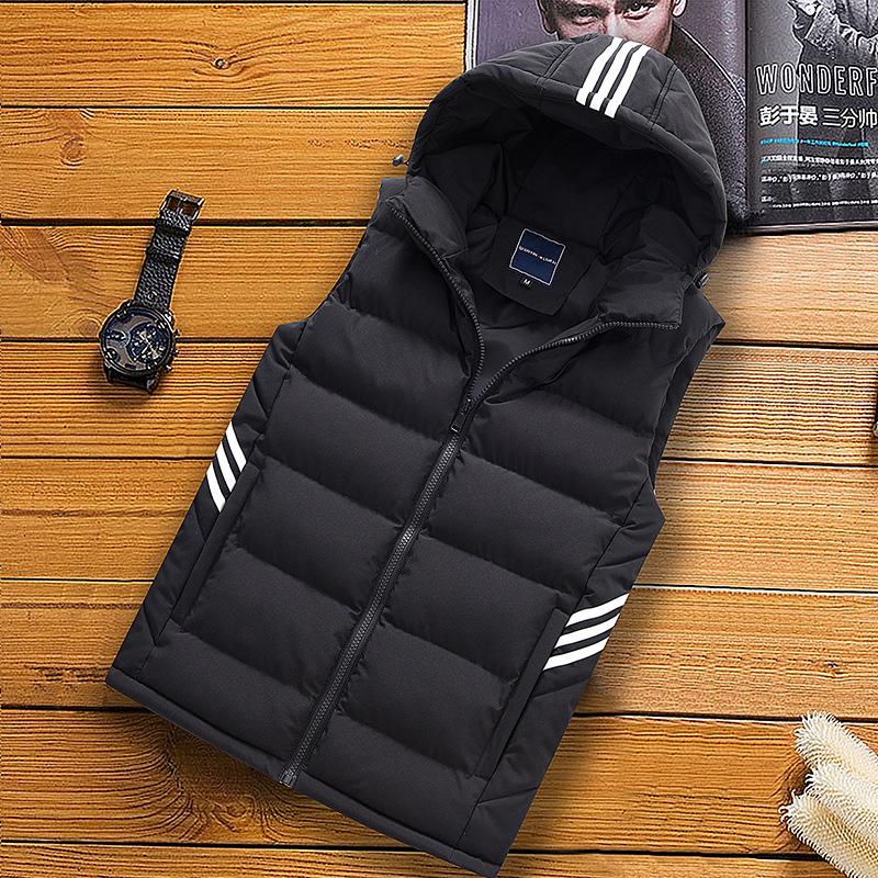 Осенне-зимний мужской толстый теплый однотонный повседневный жилет с капюшоном Мужской хлопковый жилет