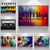 Piano and Guitar Color Melt Wall Decor Canvas Painting Wall Art Pictures Home Abstract Decor Print Art for Living Room Decor