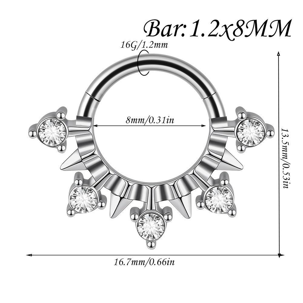 1PC Stainless Steel Septum Clicker Ring Heart Zircon Daith Piercing Ring Nose Piercing