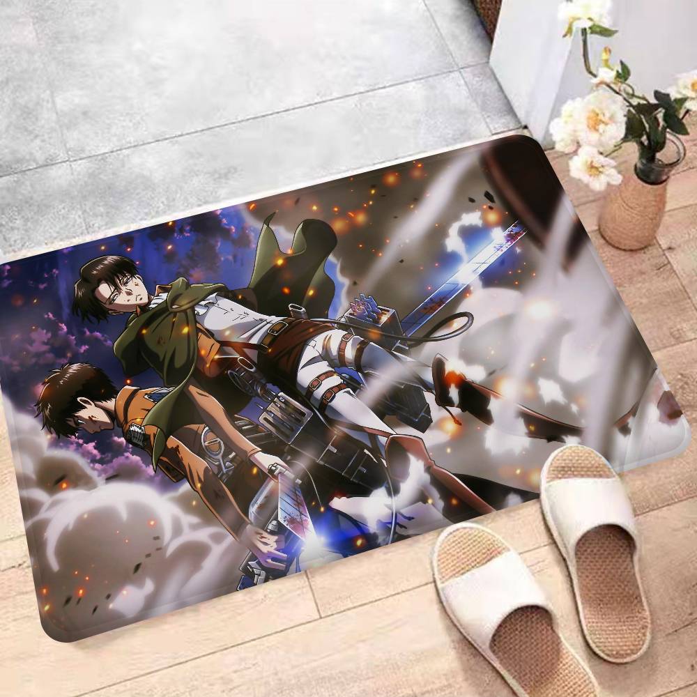 Мультяшный коврик для входной двери Атака Титанов, моющийся, нескользящий, коврик для зоны дивана и кресел в гостиной, кухонный приветственный коврик
