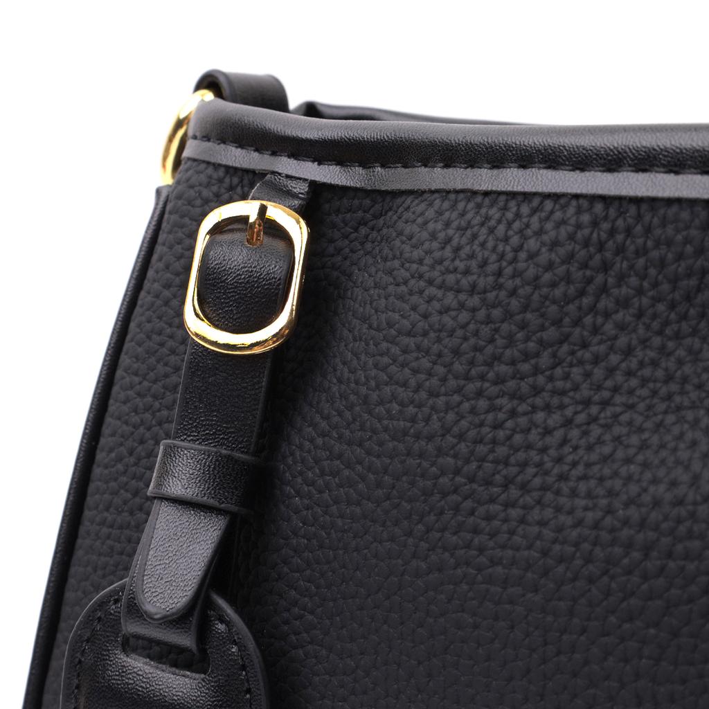 Bag with Two Removable Handles Made of Genuine Leather Vintage 22631 Black
