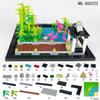 400322 City Wetland Park Grass River Small Grain Floor Bird Animal Model Vegetation Leaves Garden Pavilion Building Block Toy