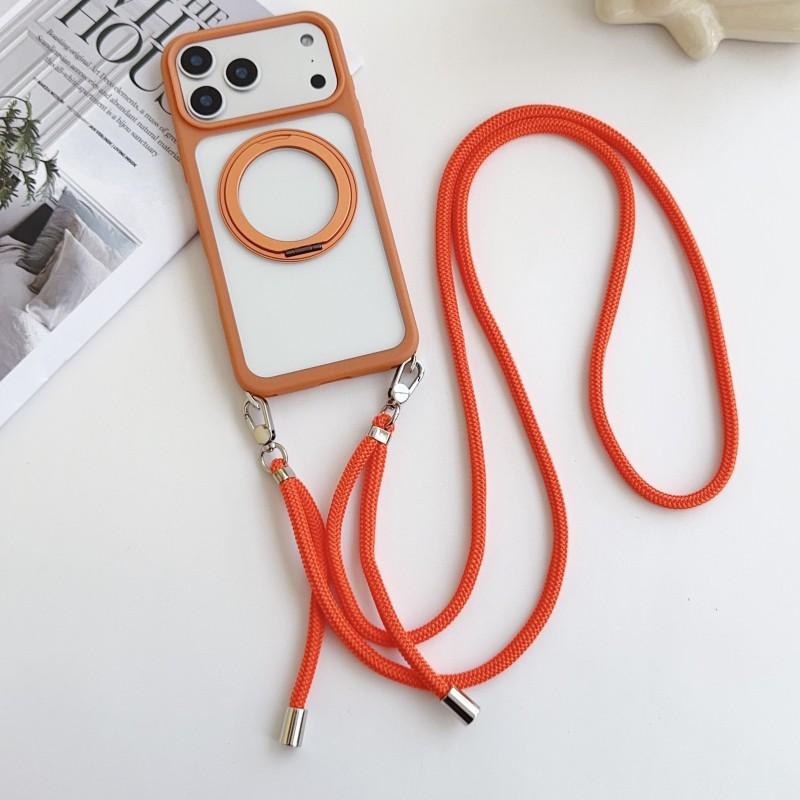 Invisible Hook Magnetic Strap Case For iPhone 17 Pro Max 17Pro Air 17Air 360 Rotating Stand Holder Crossbody Lanyard Clear Cover