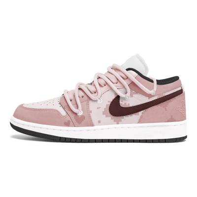 Air Jordan 1 Низкие кроссовки с нескользящей подошвой Винтажные баскетбольные кроссовки Женские Розовые DC0774-101(Команда399-)