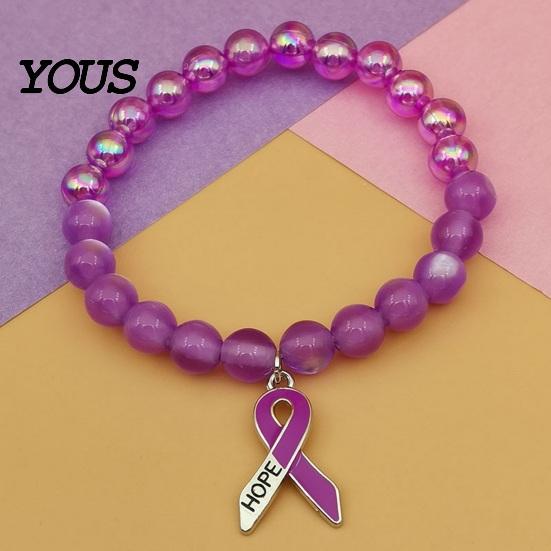 Модный браслет на запястье для повседневного ношения, браслеты awareness рака груди для женщин, браслет с ленточкой, элемент здоровья, бусины, эластичный браслет, для поддержки