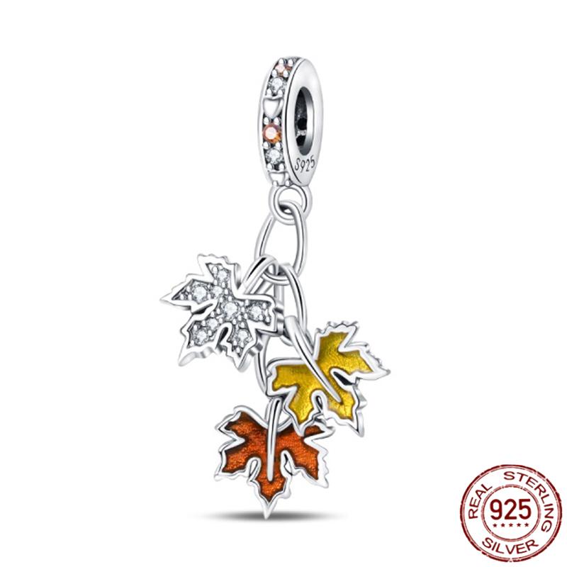 Copper Autumn Brown Music Squirrel Scarecrow Pumpkin Maple Leaves Charm Bead Women'S Bracelets Diy Jewelry Gift