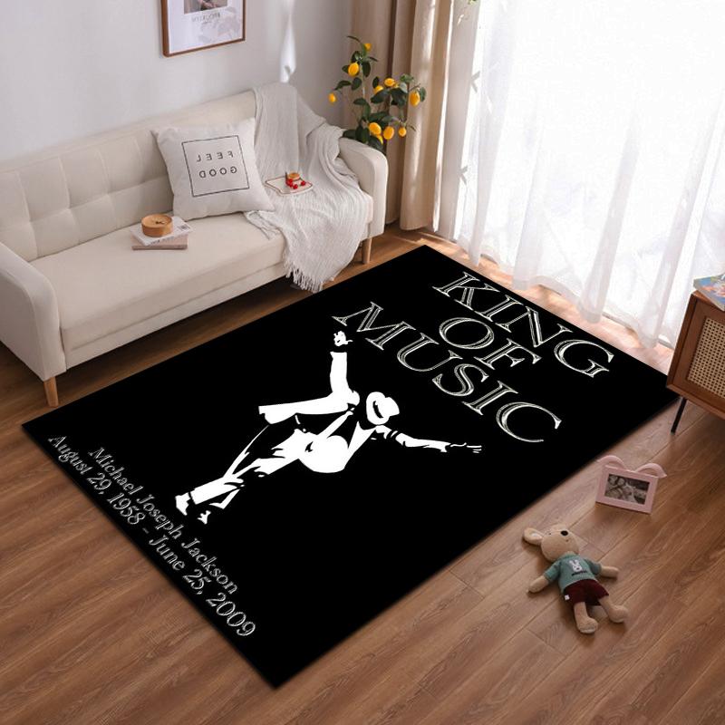 "King of Music Black and White Art Rug" Non-slip rug suitable for living room and bedroom sofas sofas.