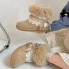 Меховые цельные зимние ботинки на толстой подошве женские 2025 новая зима пушистые ботинки на одной педали с плюшевыми теплыми хлопковыми ботинками