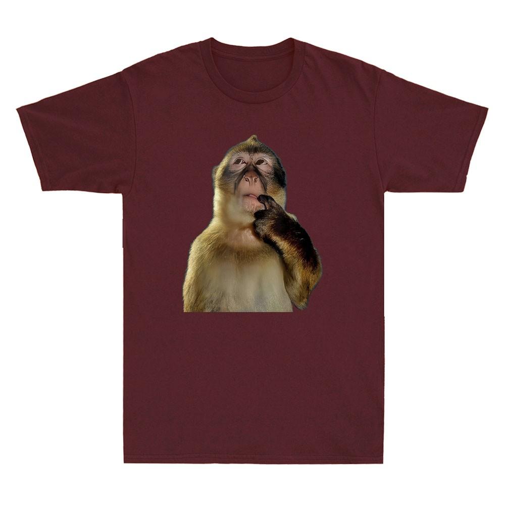 Thinking Monkey Funny Monkey Animal Meme Gift Novelty Unisexs Short Sleeve Tshirt