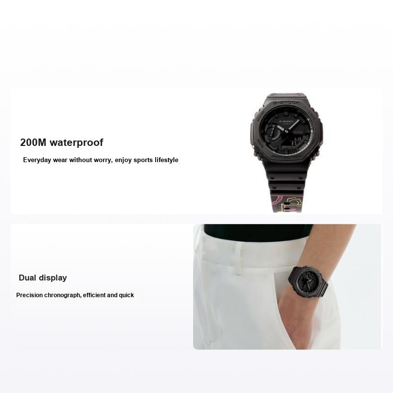 Casio G-Shock Farmhouse Oak QQ 20th Anniversary Edition Octagonal Camouflage Street Retro Quartz Movement Watch Men watches Black GA-2100-1A1PRTC