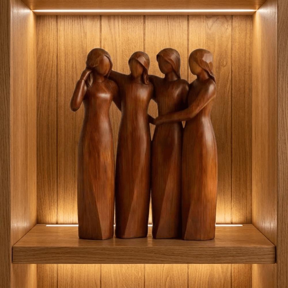 Resin Sisters Figurine Realistic Desktop Decorations Perfect Harmony Friendship Sculpture Office