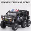 New 1:32 Six-wheel Police Car Off-road Vehicle Six-door Alloy Car Model Die-cast Metal Toy Modified Police Car Sound and Light Children's Toy Boy Gift