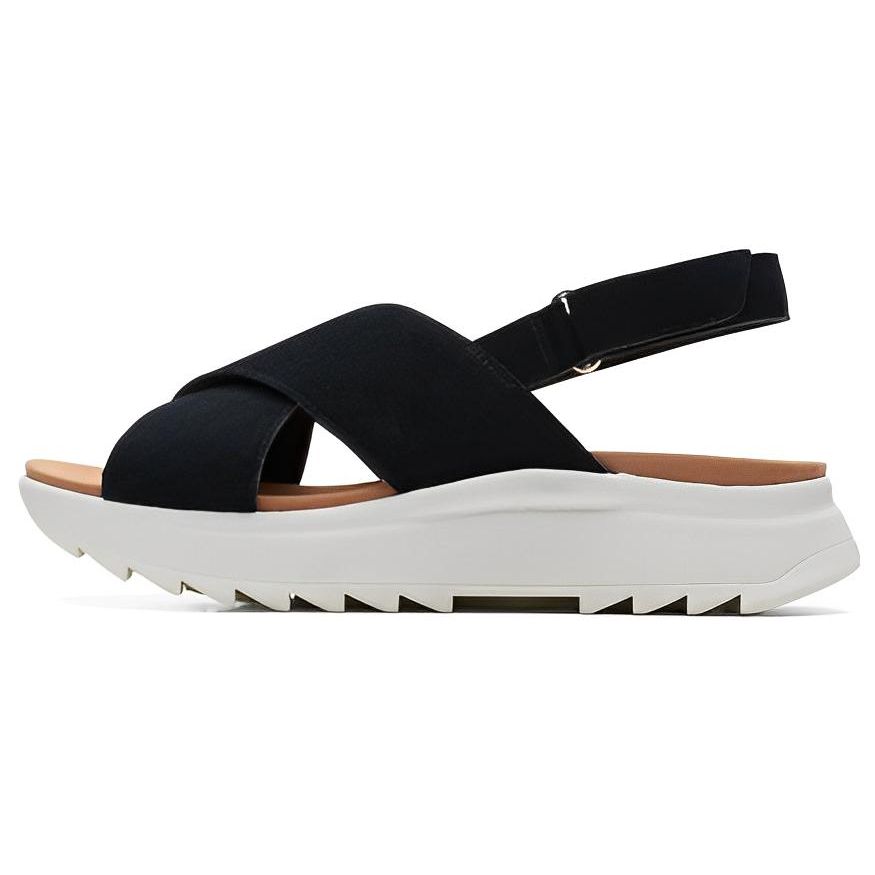 Clarks Двухслойные кожаные простые удобные модные сандалии Женские сандалии Черные 261719484