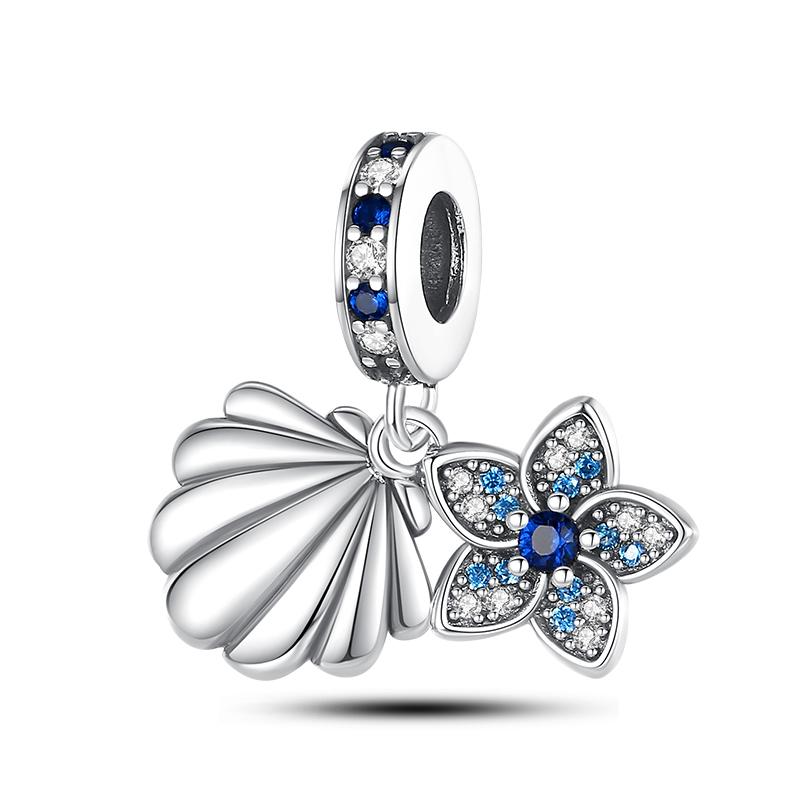 Лето S925 серебряный цвет ракушка жемчуг рыбий хвост светящийся океан серии Подвески бусины подходят S925 оригинальные браслеты DIY ювелирные изделия