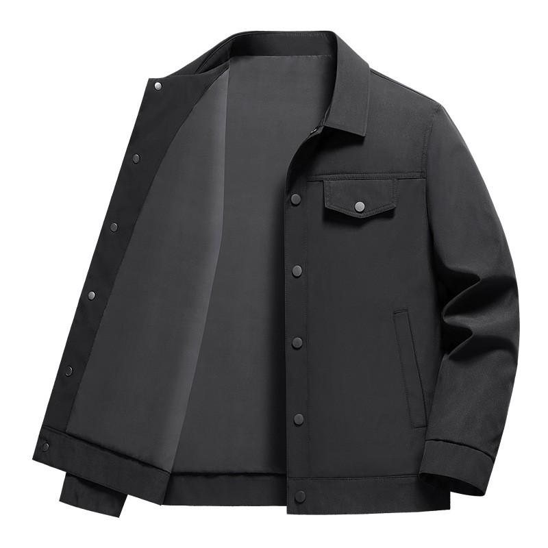 Mens Warm Fleece-Lined Outdoor Work Jacket With Stand Collar Loose Fit Windproof Casual Coat Winter
