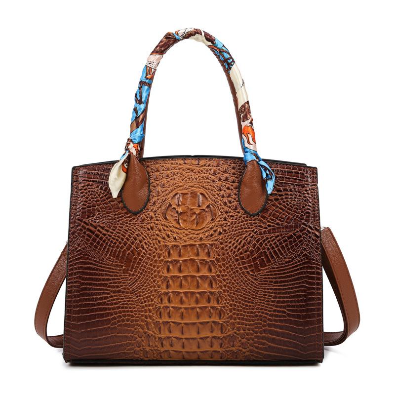 Европейская и американская мода. Трехсекционная сумка для матери и ребенка. Новая сумка с крокодиловым узором на одно плечо. Текстурная женская сумка через плечо.