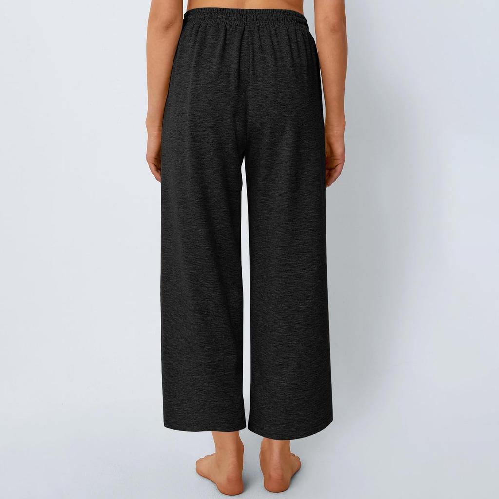 Женские брюки, повседневные однотонные брюки с карманами, эластичный пояс, свободные прямые брюки