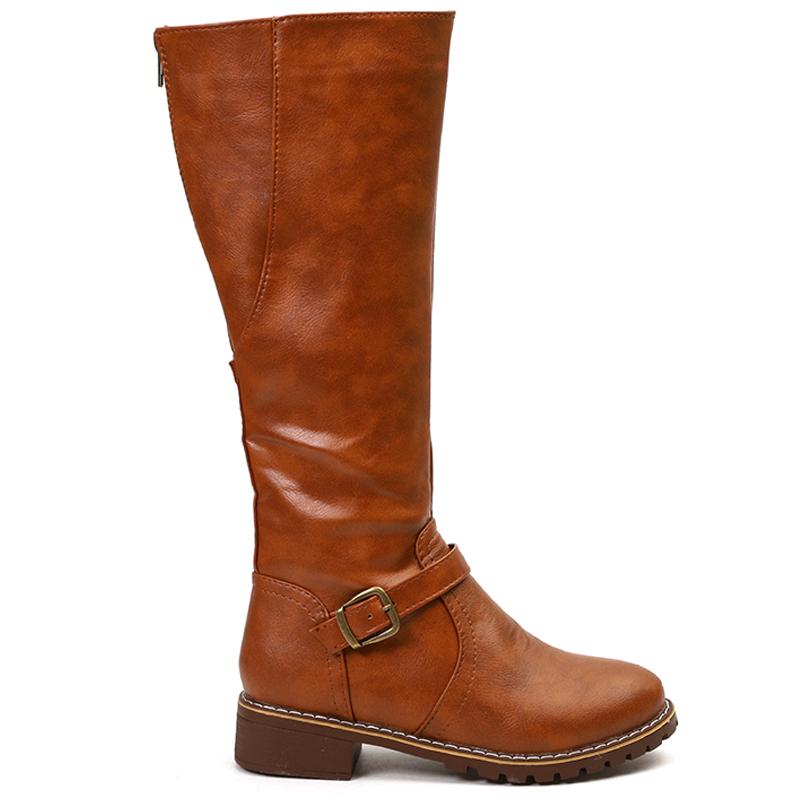 Женские сапоги до колена, зимние женские туфли на толстом каблуке с широкими штанинами и молнией