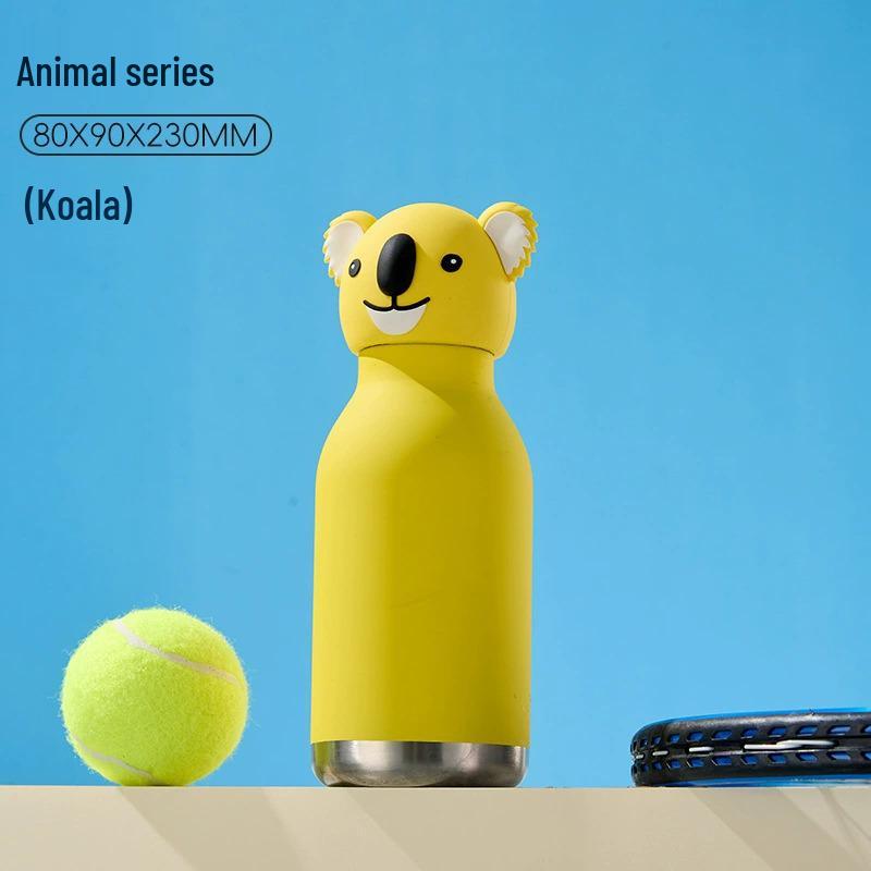 Детский термокружка объемом 450 мл с креативным дизайном в виде животных и крышкой в виде головы животного.