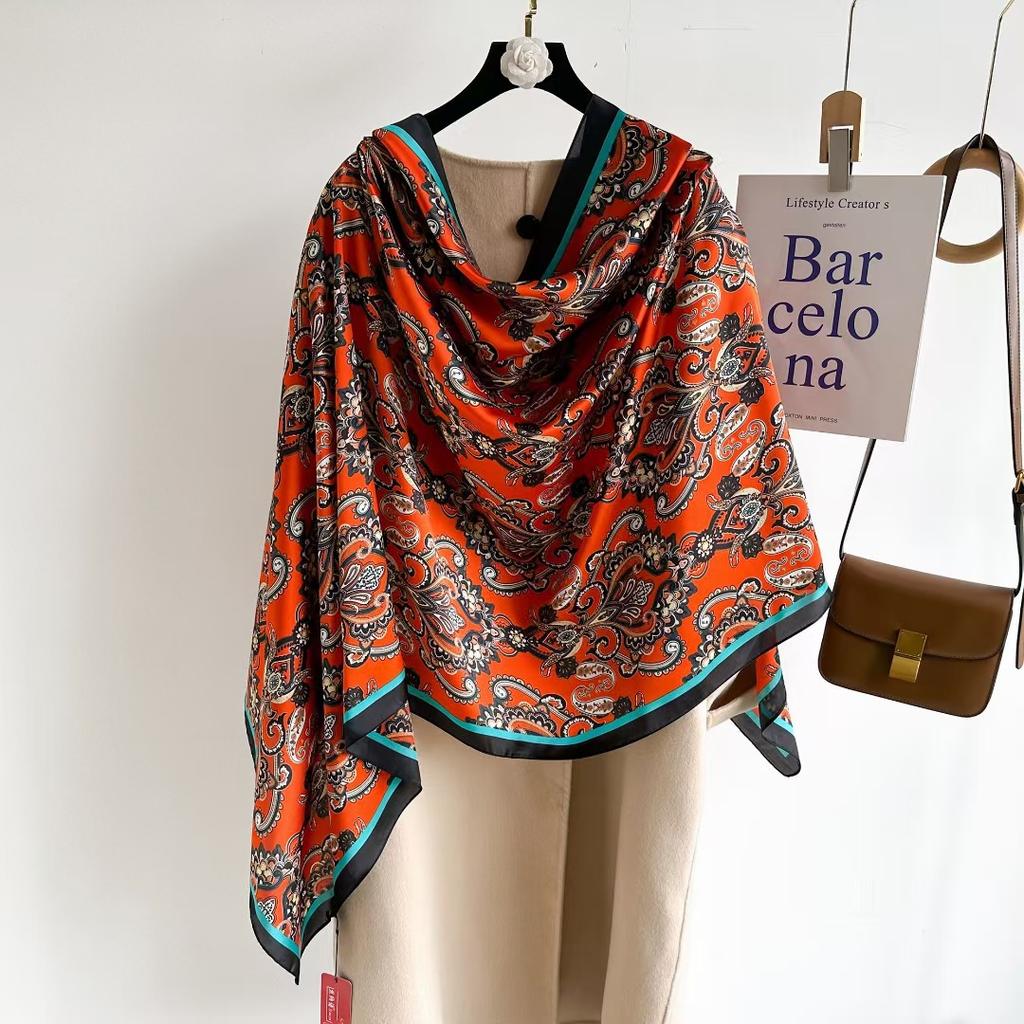 Hangzhou Silk Silk Scarf Autumn and Winter Shawl Two-purpose Thin Style Versatile Fashion New High-end High-end Exterior Matching