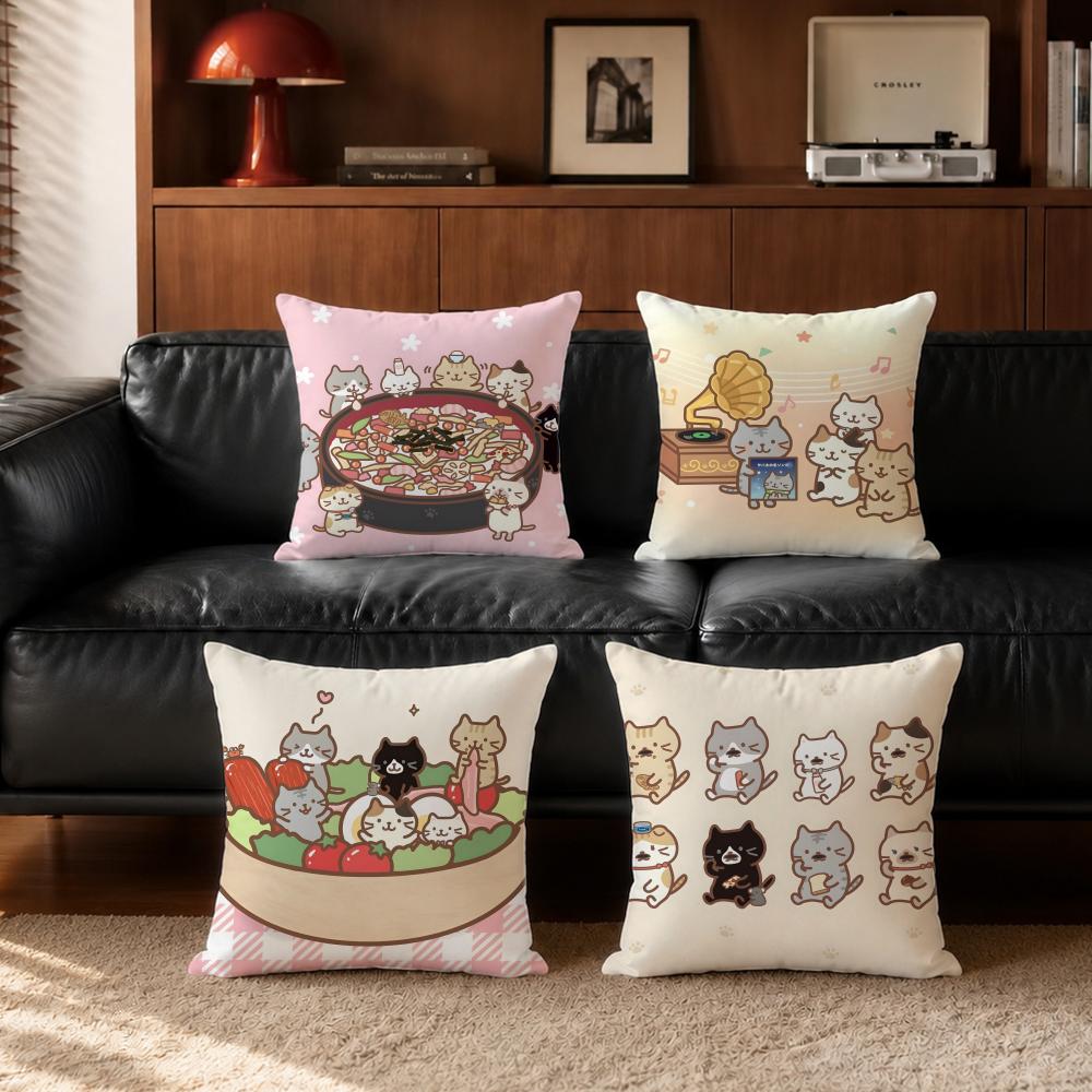 Cute FFuku Fuku Nyankoed Cushion Cover Cushion Cover Set Pcs x x x Pillowcase Decorative Sofa Home Decor