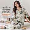 Autumn Women's Cotton Printed Cardigan and Pajama Set