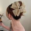 Sweet Bow Shark Clip Large Women Hair Grab Luxury Chiffon Hair Claw Lady