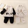 Children's Pajama Set Cute Little Bear and Rabbit Warm Loungewear