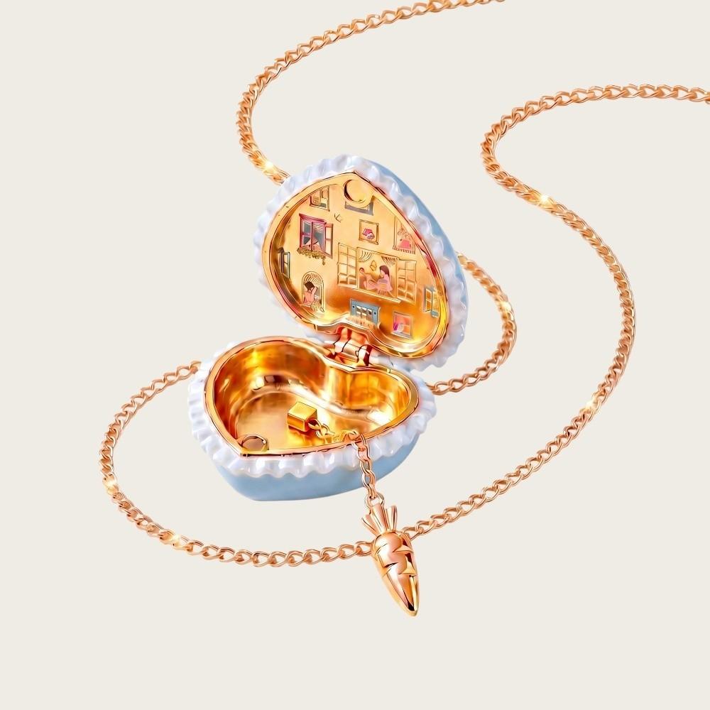 Adjustable Chain Opening Closing Phase Box Necklace Hinged Pendant Necklace For Women