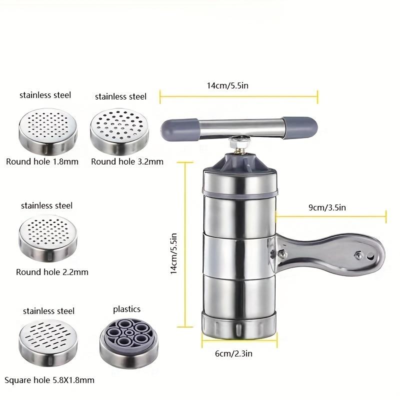 6pcs/Set, Manual Noodle Making Machine With 5 Noodle Mould, Hand-cranked Stainless Steel Manual Noodles Press, Household Small Pasta Maker Machine