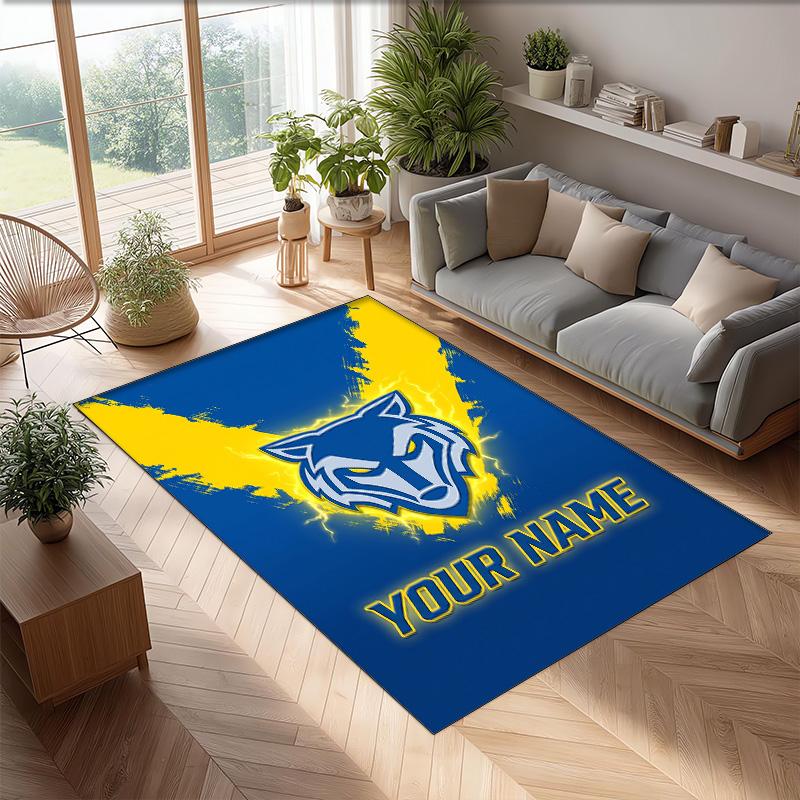 Warrington Wolves Crystal Velvet Rug, Custom Name Text Personalized Non‑Slip Floor Mat for Home Decor Gift