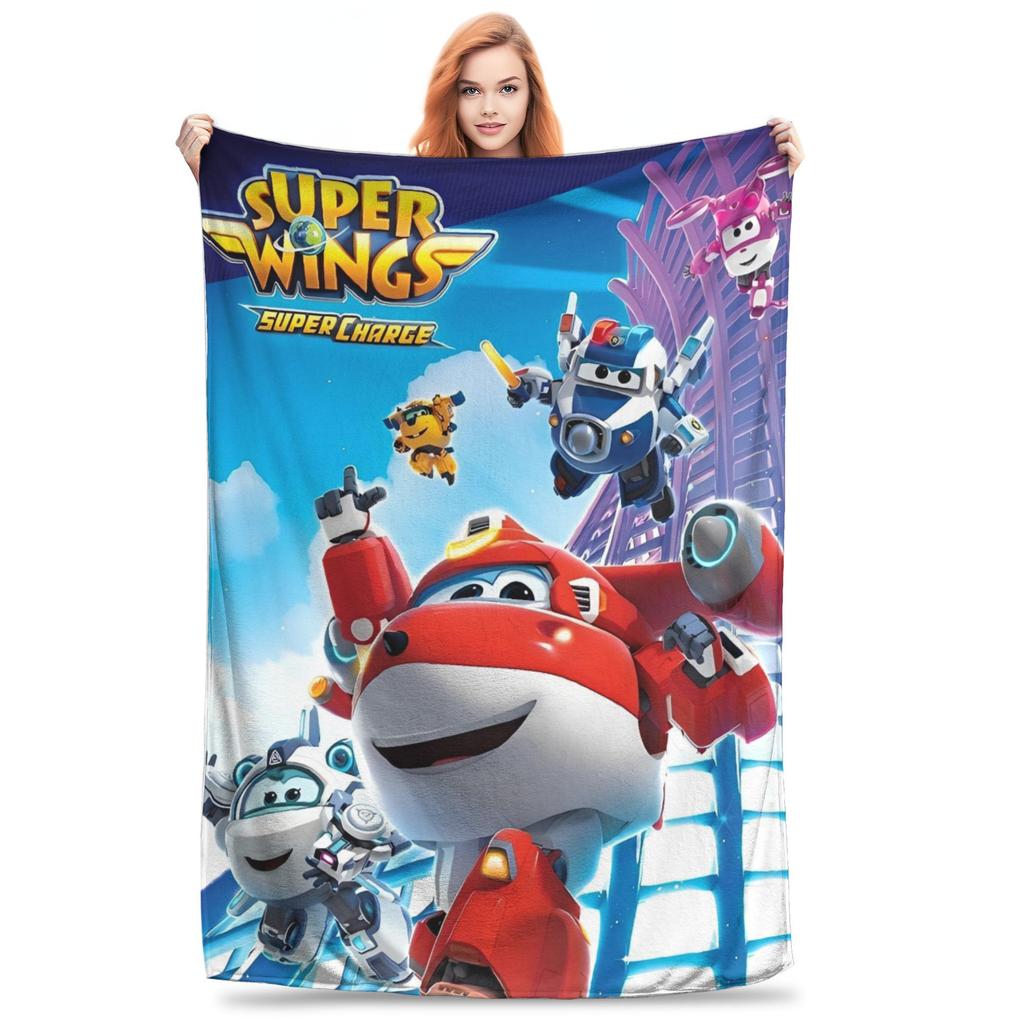 Мультяшное одеяло Super Wings Теплое эстетичное плюшевое покрывало для детей и взрослых, для улицы, фланелевое покрывало для кровати
