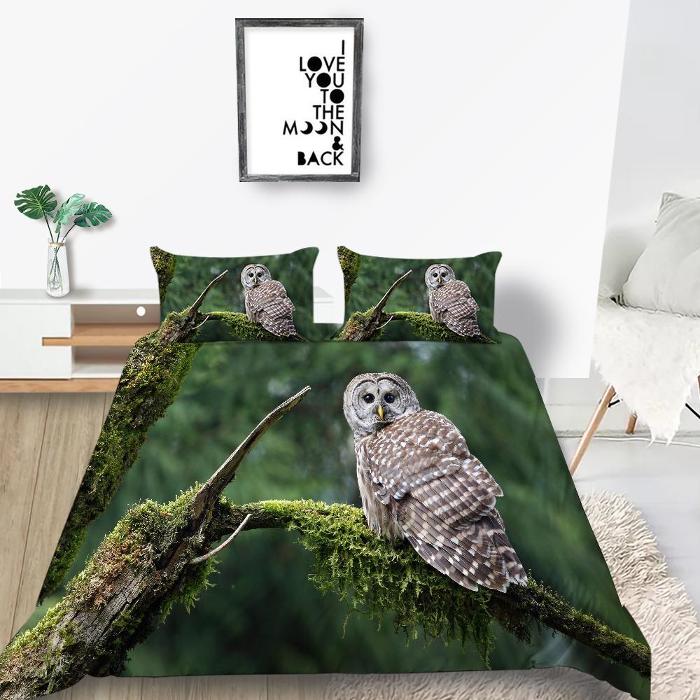 Домашний комплект постельного белья с рисунком совы, пододеяльник, наволочка, комплект постельного белья европейского стандарта, полный размер, одноместное/двуспальное постельное белье, украшение дома