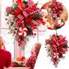Christmas Door Wreath - Red And Candy Cane Teardrop Ornaments With Balls For Home Outdoor Decoration 3D Christmas Flower