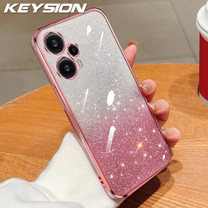 KEYSION Роскошный чехол-бампер с блестками для Xiaomi POCO F5, прозрачный, мягкий ТПУ, противоударная задняя крышка для POCO F5 Pro