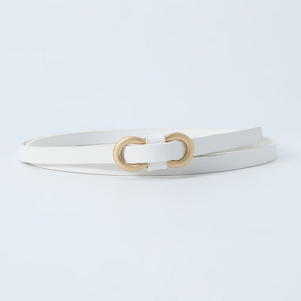 Ladies Vintage Shirt Dress Leather Belt Thin Waist Strap Trouser Dress Belts 8-Shaped Buckle Belts