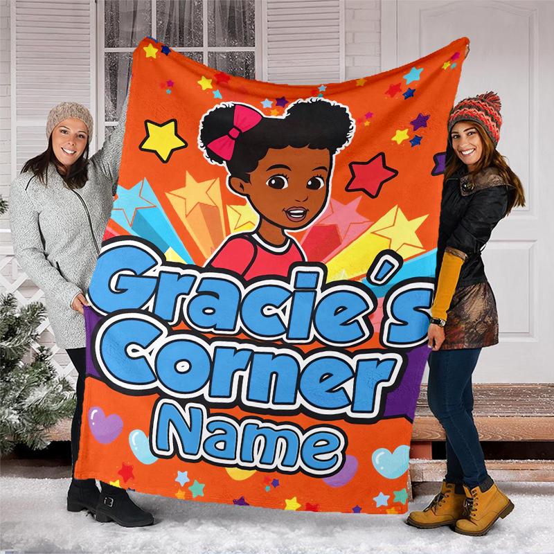 Personalized Custom Name Blanket - Gracies Corner Print Design,Blanket for Sofa,Bed,Travel,Camping - Soft and Warm, Great Gift