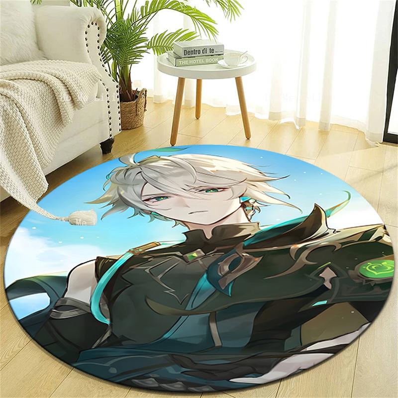 1pc Genshin Impact Alhaitham2 Design Printed Area Round Carpet for Bedroom Living Room Home Decor Rugs Mat Non Slip Mat Rug for Bedside