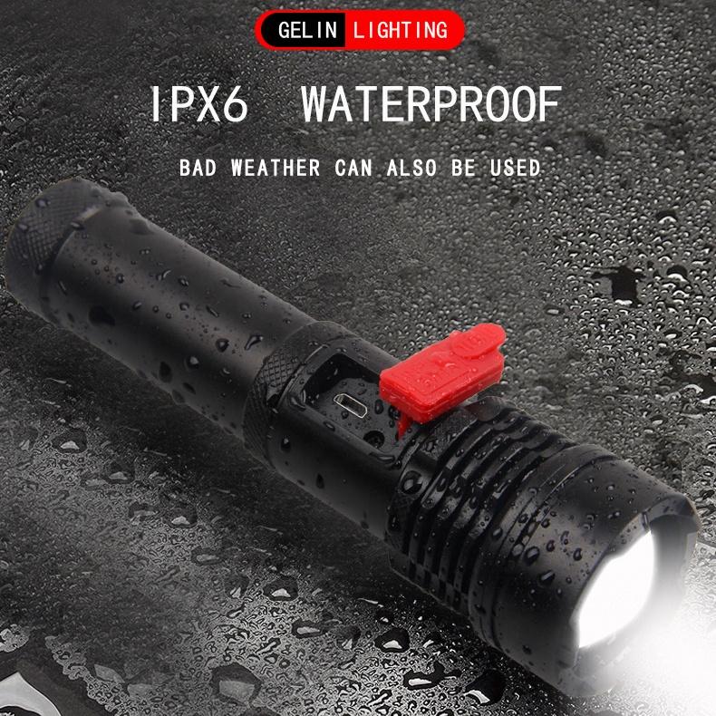 USB самая мощная водонепроницаемая ручная лампа с зумом, перезаряжаемый фонарик, мигающий рабочий светодиодный фонарик, мини-светильник