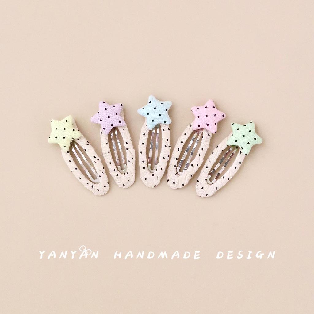 Children's Polka Dot & Star Hair Clips - Macaron Colors