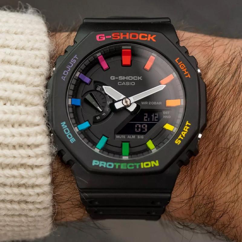 Casio G-Shock Farmhouse Oak X IFLW Коллаборация Восьмиугольные Водонепроницаемые Спортивные Кварцевые Часы Ремешок из Смолы Мужские часы Черные GA-2100-1AER-IFLW