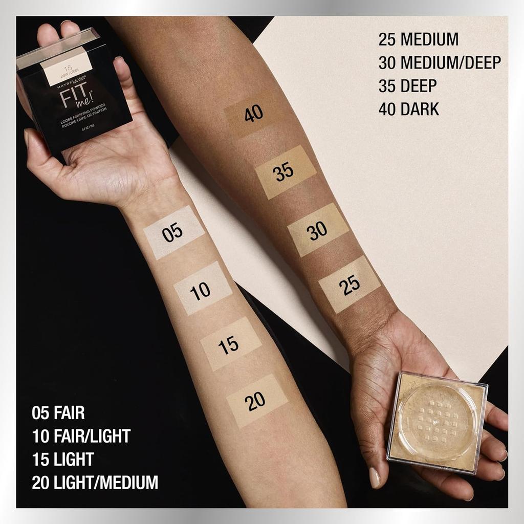 Maybelline New York Fit Me Рассыпчатая пудра для фиксации макияжа 25 Средний 20 г Контроль блеска Минеральная косметика Фиксирующая пудра Для гладкого естественного вида