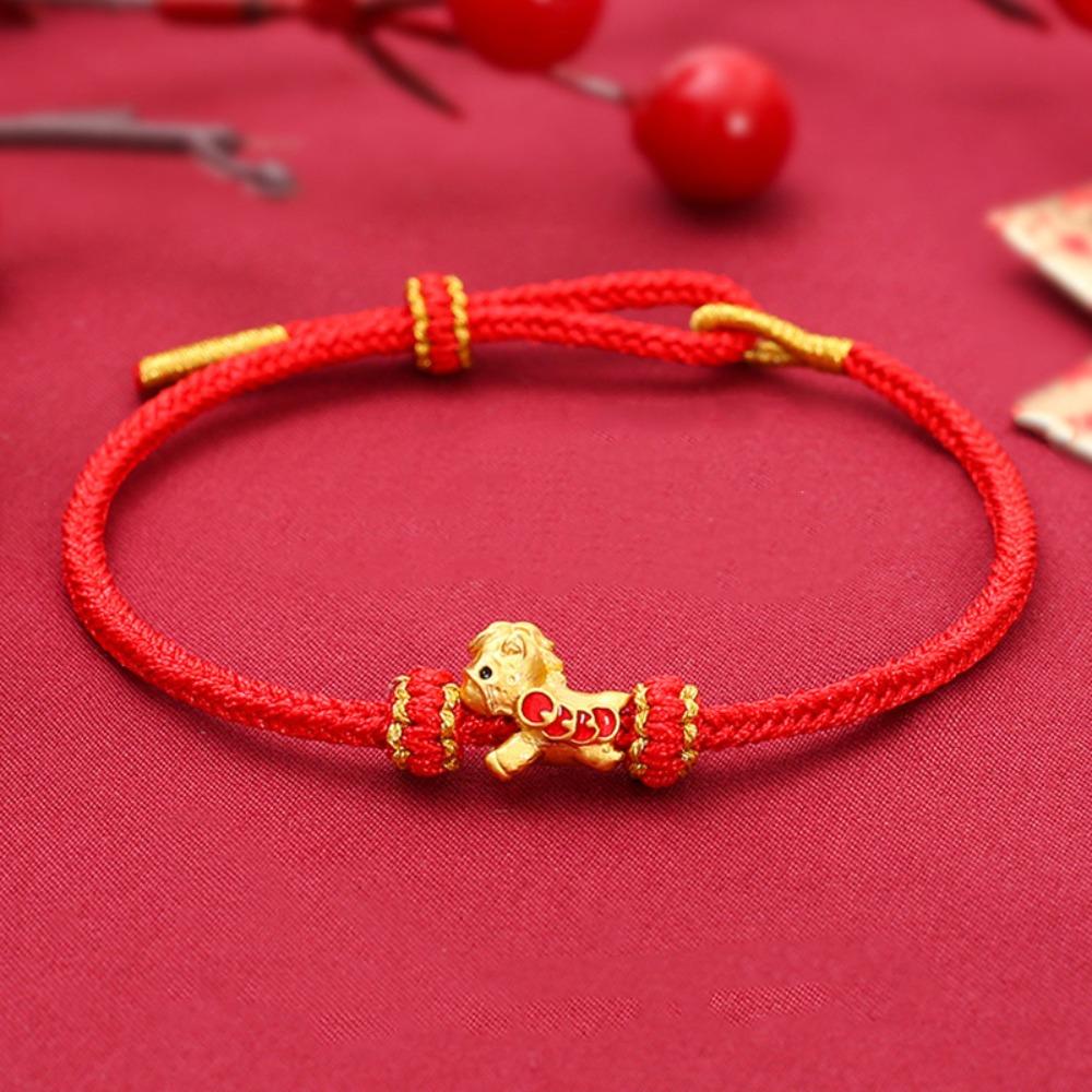 Blessing Horse Bead Bracelet Chinese Style Red Rope Bracelet Lucky Pony Fortune Bracelet  Girls