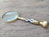 Antique Brass & Mother of Pearl Magnifying Glass Map Reading Magnifier Glass